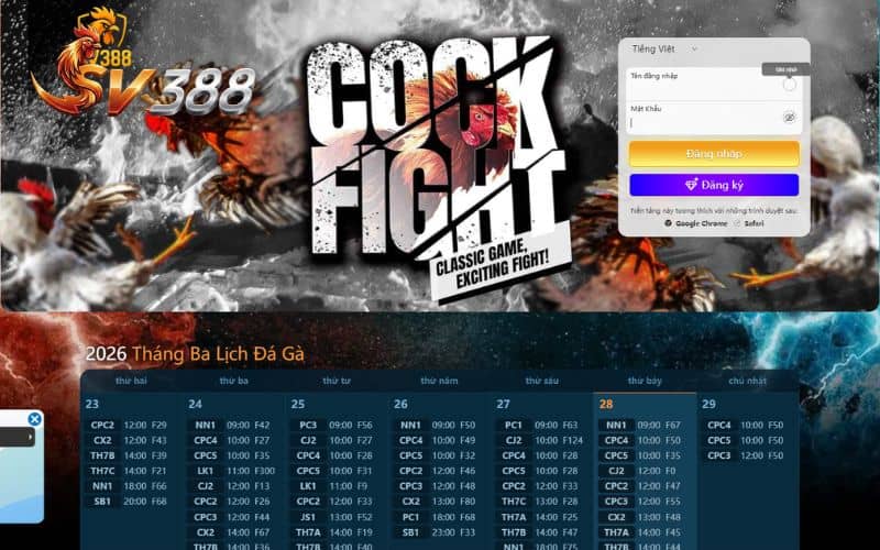 Nhà cái SV388 nổi bật với sản phẩm cược đá gà trực tiếp